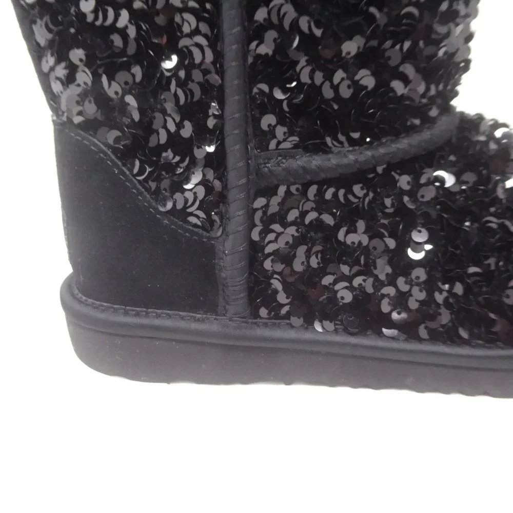 UGG Kids Black Sequin Classic Short Boot